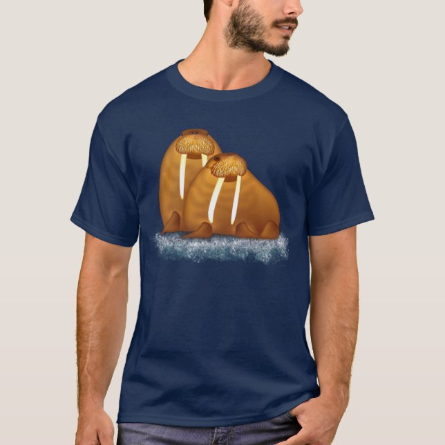 Paires de morse sur le T-shirt d'écoulement de (Devant)