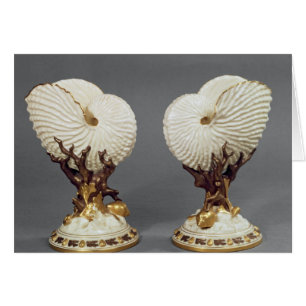 Paires de vases de Worcester formés comme Nautilus