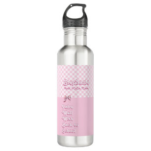 Pairs Gut W/ Zurück zur Schule Funny Pink Karierte Edelstahlflasche