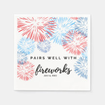Pairs Well with Fireworks - July 4. Bev Napkin