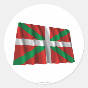 País Vasco (Euskadi) wellenartig bewegende Flagge Runder Aufkleber