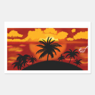 Paisagem por do sol com coqueiros rechteckiger aufkleber