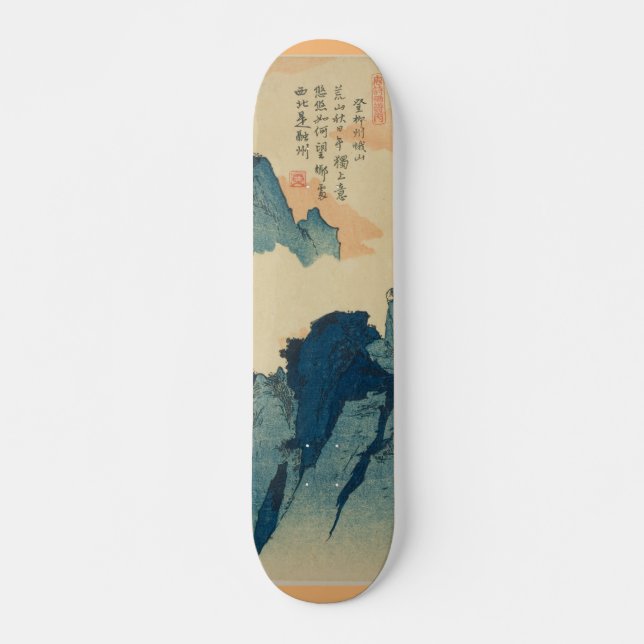 Paisaje Montañoso con Letras Chinas Skateboard (Vorne)