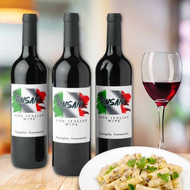 Paisan Fine Vin italien Étiquette (Paisan Funny Italian Family
Personalized Wine Label)