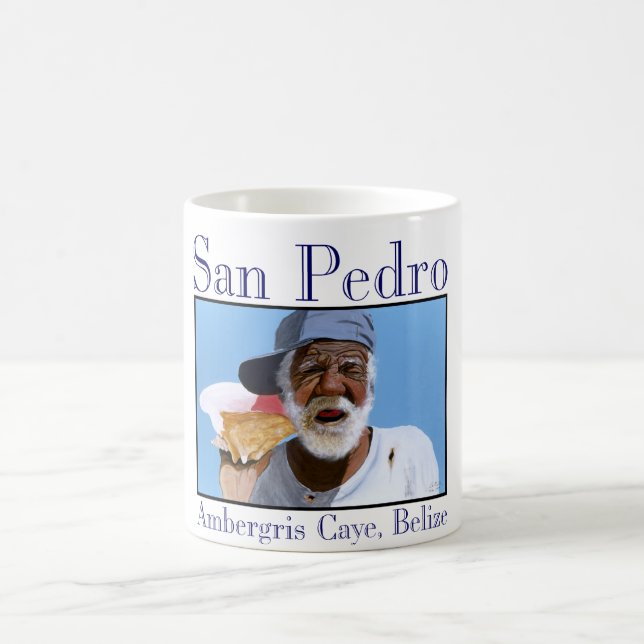 "Paisano an seinem Muscheltelefon " Kaffeetasse (Mittel)