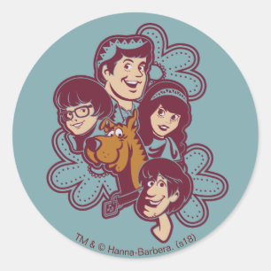 Paisely Blume Scooby-Doo und die Gruppe Runder Aufkleber