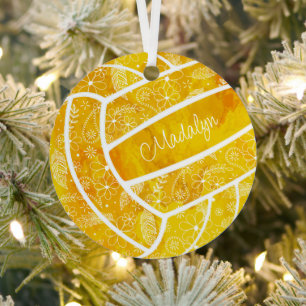 Paisfedern Blumenmuster Gold Volleyball Ornament Aus Metall