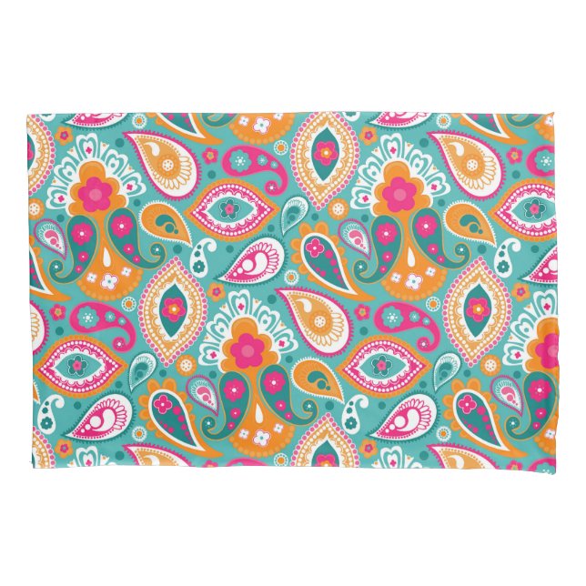 Paisley 70er 60er Boho Retro Kissenbezug (Vorderseite)