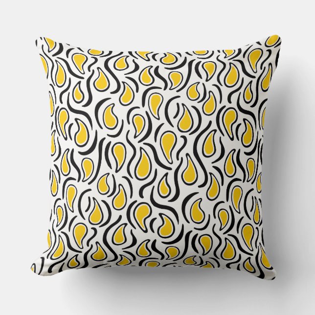Paisley Abstrakt 230523 - Amber, B&W Kissen (Vorderseite)