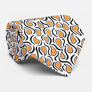 Paisley Abstrakt 230523 - Light Orange, B&W Krawatte