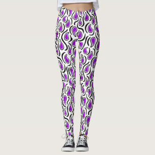 Paisley Abstrakt 230523 - Lila, schwarz und weiß Leggings