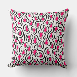 Paisley Abstrakt 230523 - Neon Red, B&W Kissen
