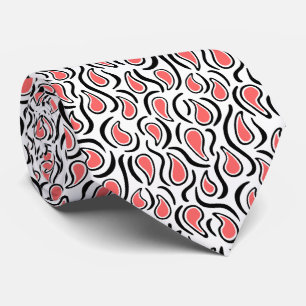 Paisley Abstrakt 230523 - Tropisches Rosa, B&W Krawatte
