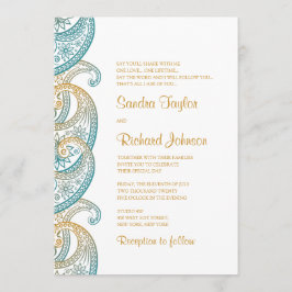 Paisley Aquamarin & Gold Indian Wedding Einladung