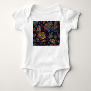 Paisley Aquarell: Blumenmuster Baby Strampler