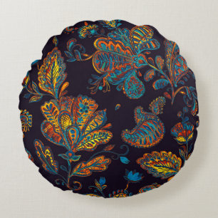 Paisley Aquarell: Blumenmuster Rundes Kissen