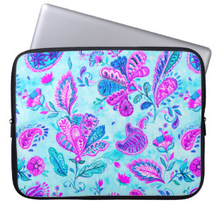 Paisley Aquarellmuster Fliese: Blume, f Laptopschutzhülle
