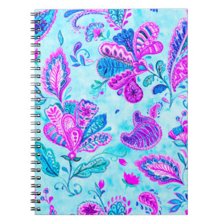 Paisley Aquarellmuster Fliese: Blume, f Notizblock