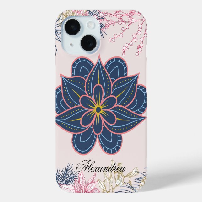 Paisley Art, Blue und Lila Graphic Case-Mate iPhone Hülle (Rückseite)