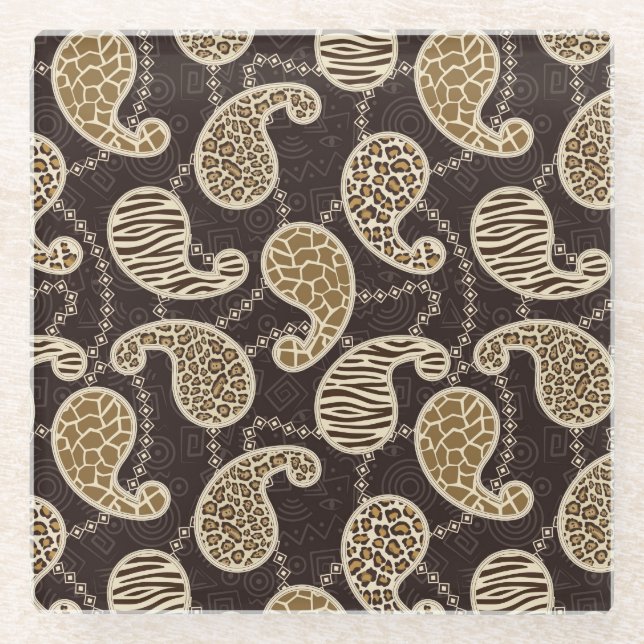 Paisley-Arthintergrund Glasuntersetzer (Vorderseite)