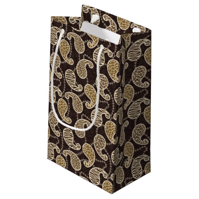 Paisley-Arthintergrund Kleine Geschenktüte (Rückseite Schrägansicht)