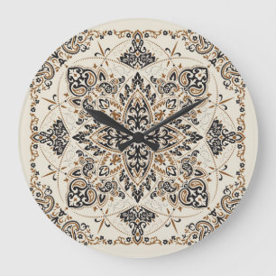 Paisley-Bandana-Druck-Seidendesign Große Wanduhr