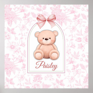 Paisley   Benutzerdefiniertes rosa Teddy-Bär-Kinde Poster