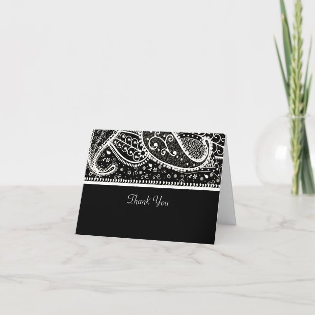 Paisley Bl. Et Wh. Carte de remerciements (Devant)