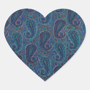 Paisley Blau Indisch Boho Klassisch Vintage Herz-Aufkleber