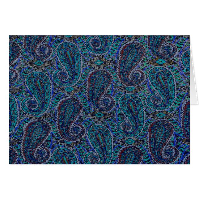 Paisley Blue Indian Boho Art Pattern (Vorderseite (Horizontal))