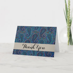 Paisley Blue Indian Boho Art Pattern Dankeskarte