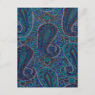 Paisley Blue Indian Boho Art Pattern Postkarte