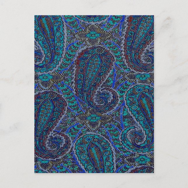 Paisley Blue Indian Boho Art Pattern Postkarte (Vorderseite)