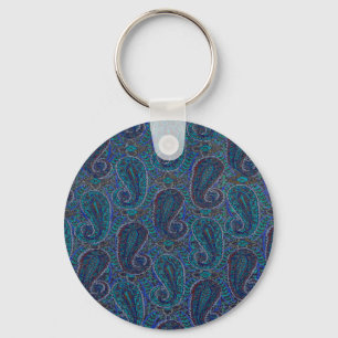 Paisley Blue Indian Boho Art Pattern Schlüsselanhänger