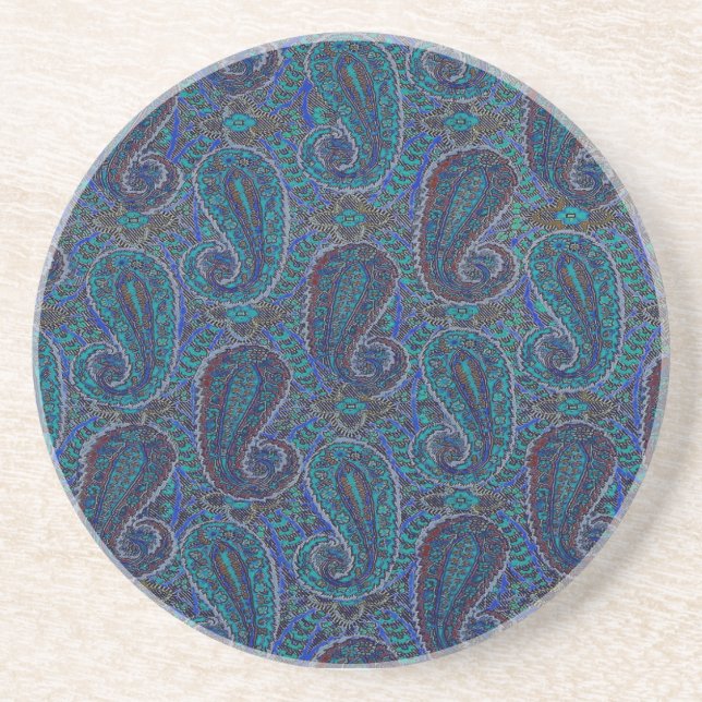 Paisley Blue Indian Boho Art Pattern Untersetzer (Vorne)