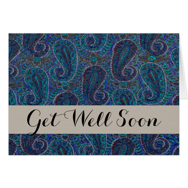Paisley Blue Indian Boho Motif (Devant horizontal)