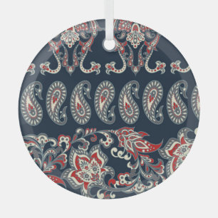 Paisley, blumengeschmückt, Damast Vintag. Ornament Aus Glas