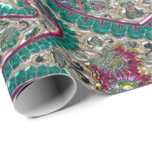 Paisley Blumenmuster aquamarines silberrosa Böhm