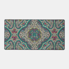 Paisley Blumenmuster aquamarines silberrosa Böhm Schreibtischunterlage