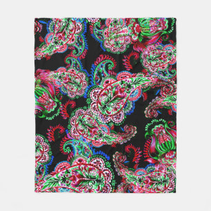 Paisley Blumenmuster, ethnischer Hintergrund. Fleecedecke