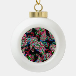 Paisley Blumenmuster, ethnischer Hintergrund. Keramik Kugel-Ornament