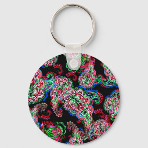 Paisley Blumenmuster, ethnischer Hintergrund. Schlüsselanhänger