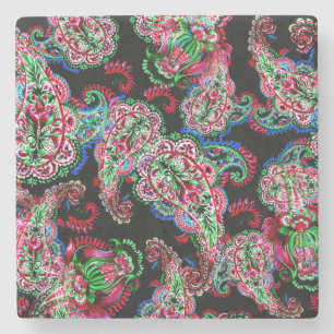 Paisley Blumenmuster, ethnischer Hintergrund. Steinuntersetzer