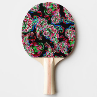 Paisley Blumenmuster, ethnischer Hintergrund. Tischtennis Schläger