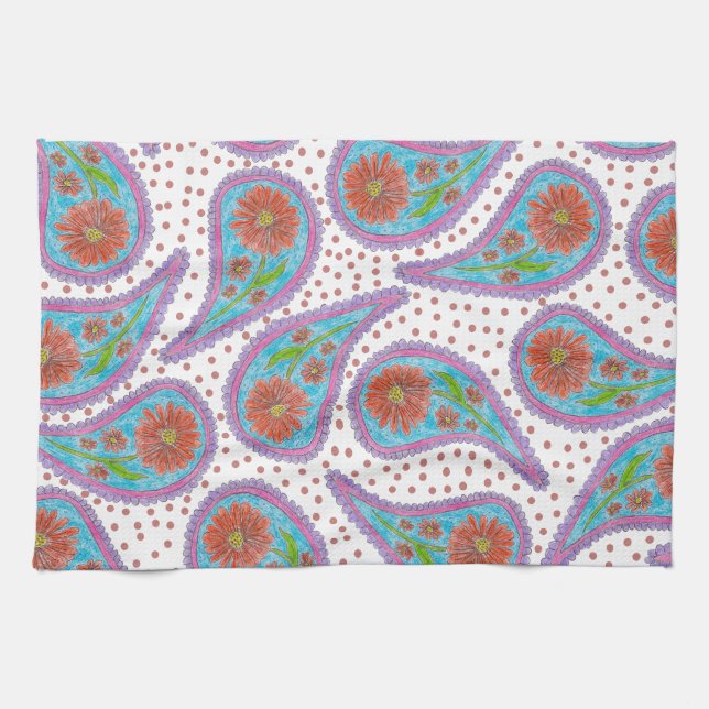 Paisley-Blumenmuster Geschirrtuch (Horizontal)