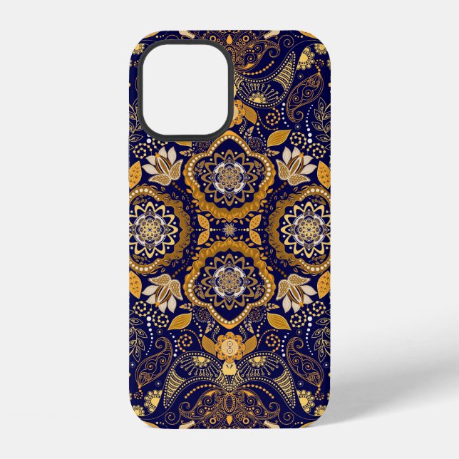 Paisley-Blumenmuster iPhone 12 Hülle (Rückseite)