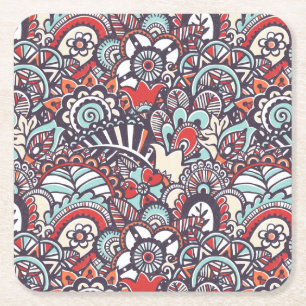 Paisley-Blumenmuster Rechteckiger Pappuntersetzer