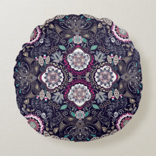 Paisley-Blumenmuster Rundes Kissen