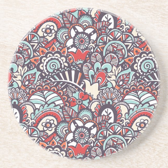 Paisley-Blumenmuster Sandstein Untersetzer (Vorne)