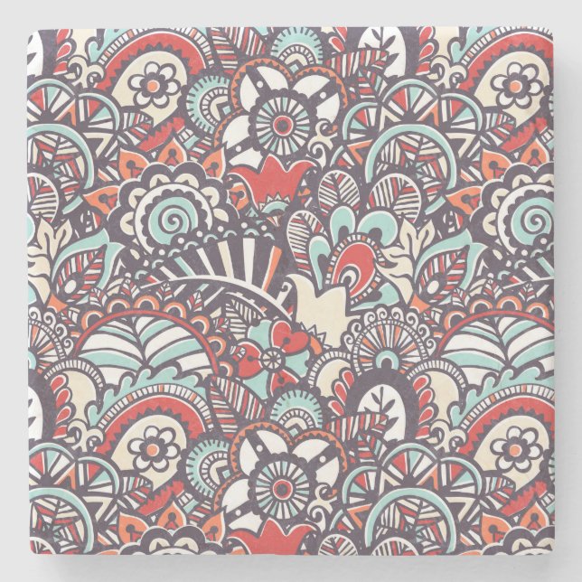 Paisley-Blumenmuster Steinuntersetzer (Vorderseite)